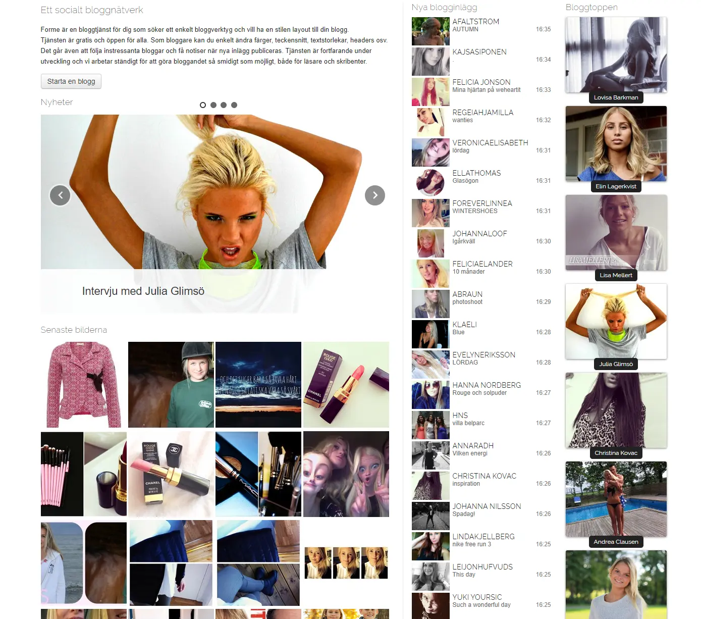 Front page version with no magazine content